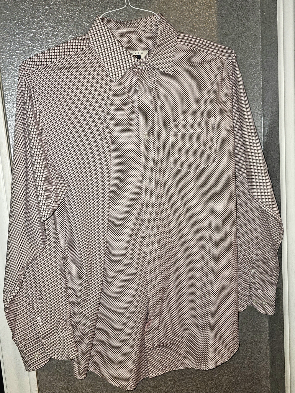 Boys Joseph Abboud Burgundy and White Micro-Pattern Button-Down Shirt